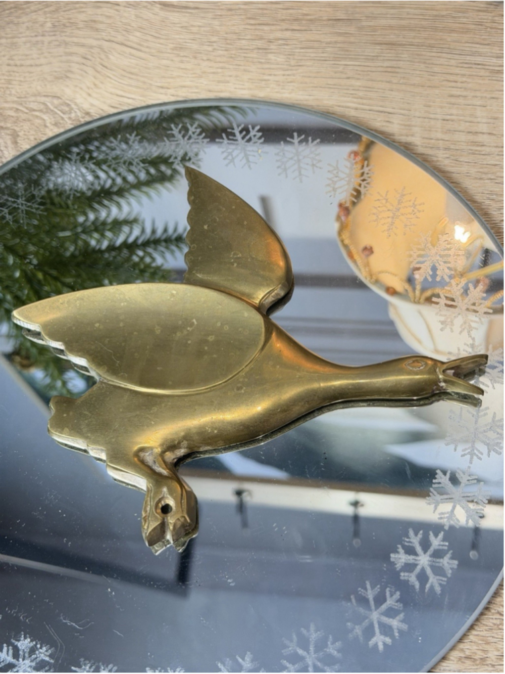 Vintage Mid Century Modern Solid Brass Flying Duck Wall Hanging Plaques 7”